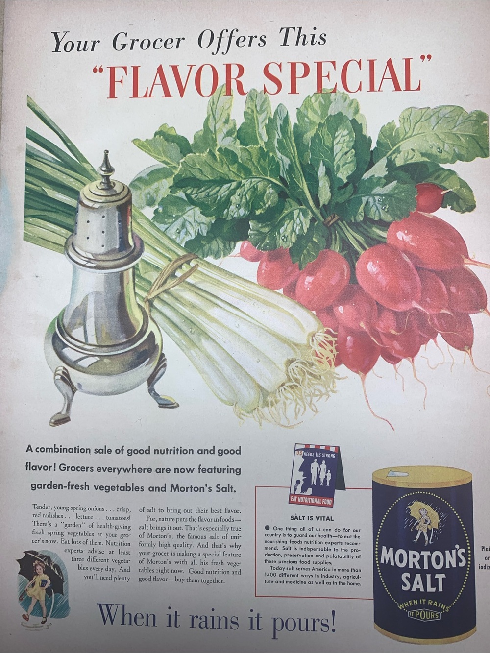 Vintage Morton’s Salt Advertisement Life Magazine June 7, 1943